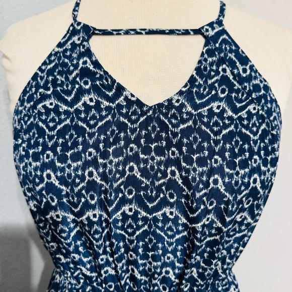 BP Women Blue Halter Elegant Summer Slit Maxi Dress Size M Elastic Waist Band - Picture 6 of 17